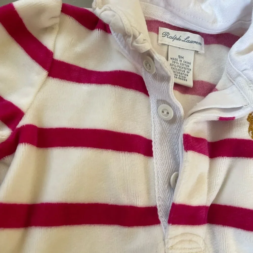 Ralph Lauren Velour Baby Footie size 9m